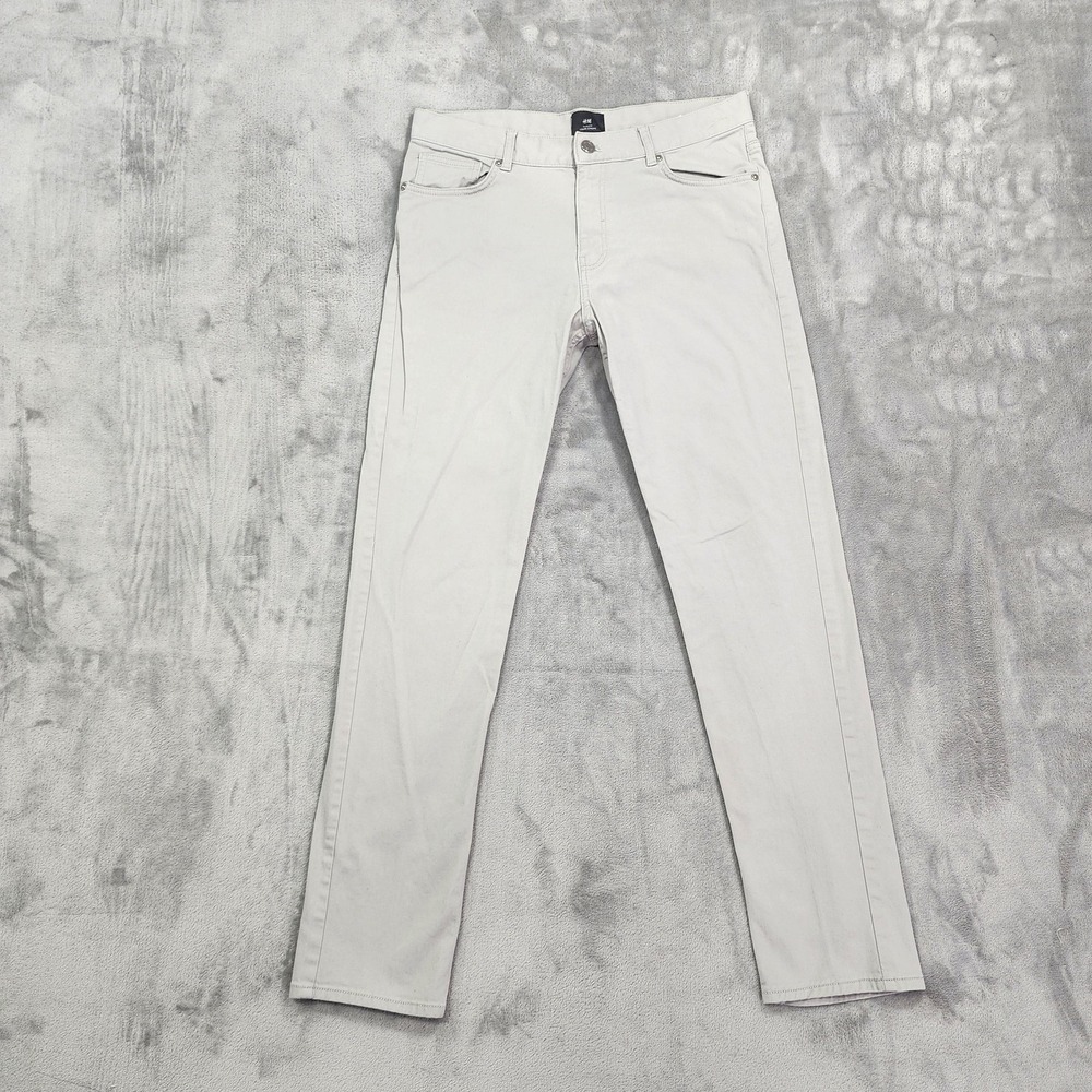 H&M Jeans Mens 30x30 Gray Light Wash Slim Tapered Stretch Denim Casual Preppy